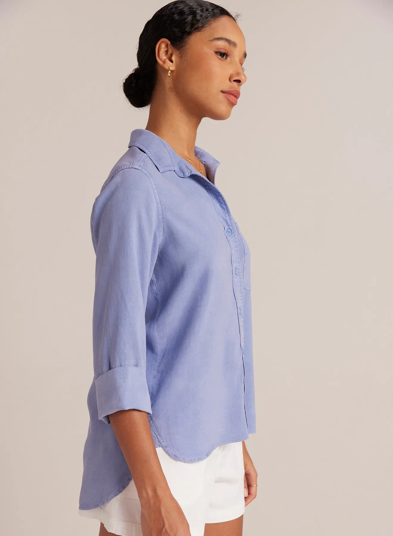 Shirt Tail Button Down - Peri Blue