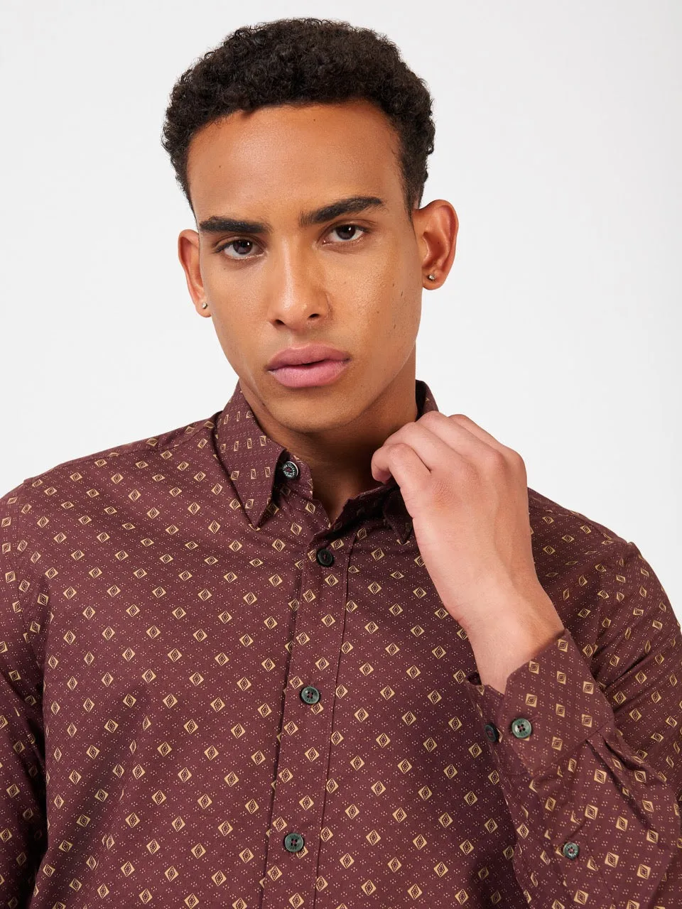 Signature Geo Print Shirt - Aubergine