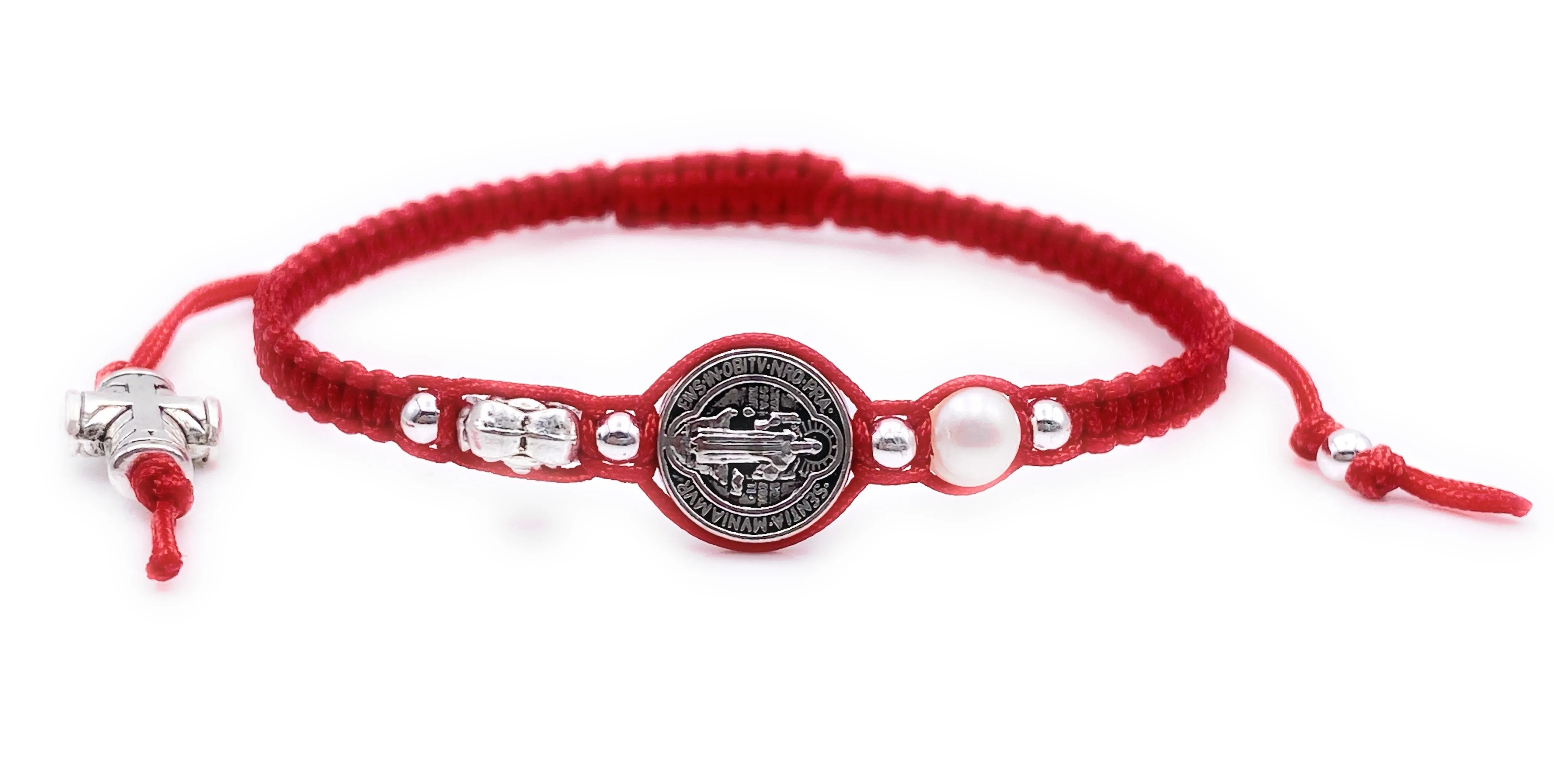 Silver Saint Benedict Red String Protection Bracelet