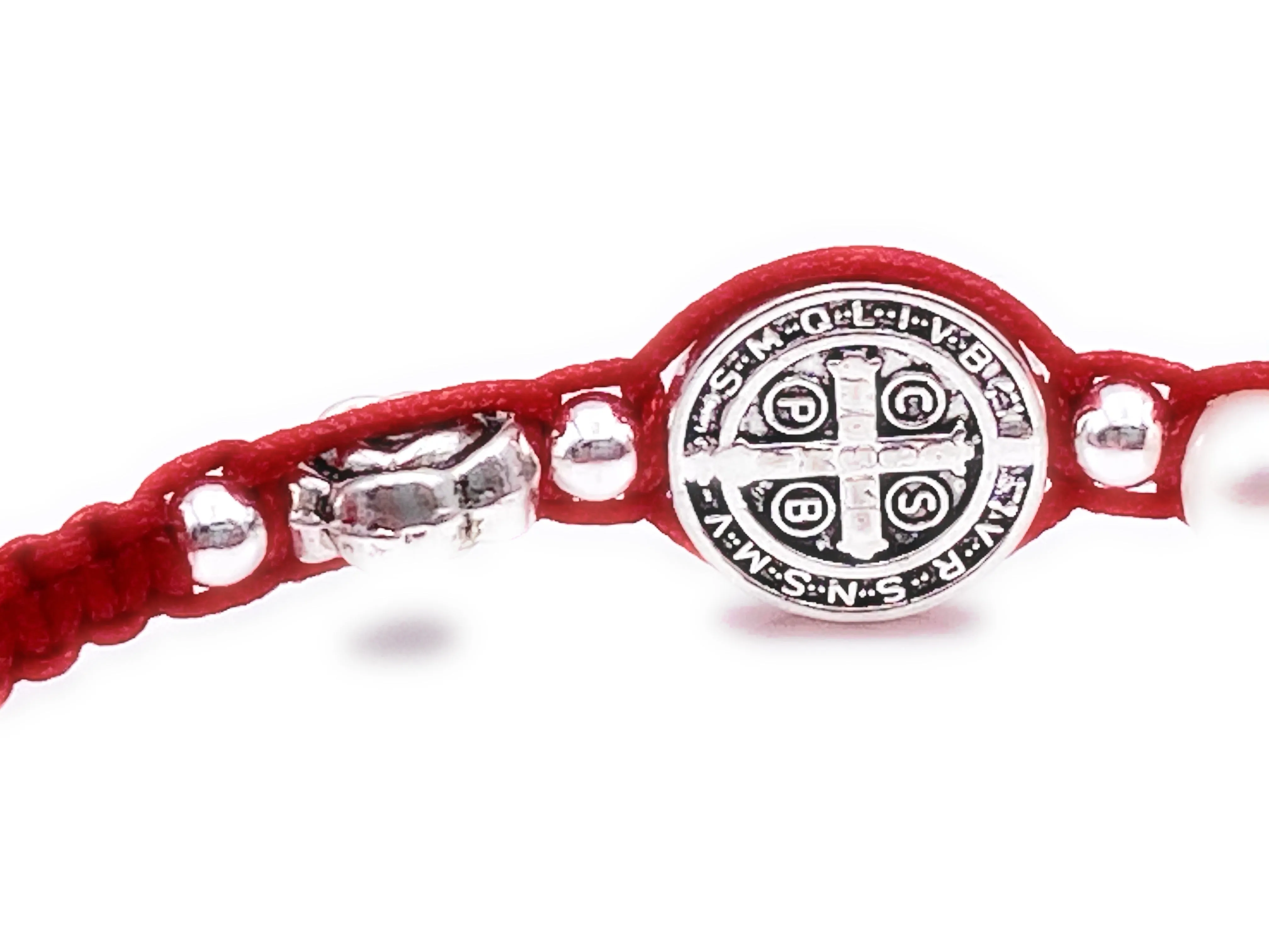 Silver Saint Benedict Red String Protection Bracelet