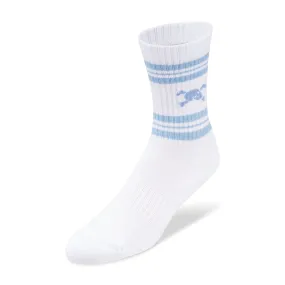 Skull & Bones Logo Stripe Socks White Blue