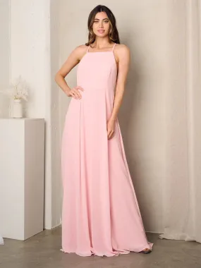 Sleeveless Open Back Pink Maxi Dress