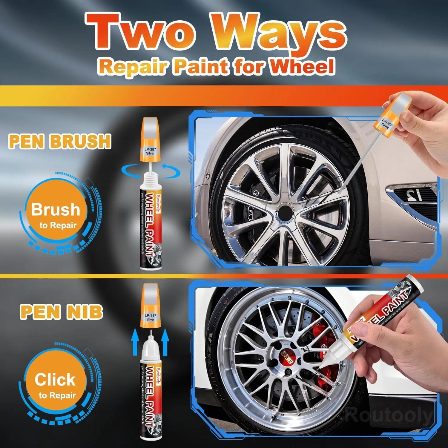 Spring Rim Touch up Paint 2 Pack Rim Scratch Repair Pen Wheel Touch up Paint Wheel Rim