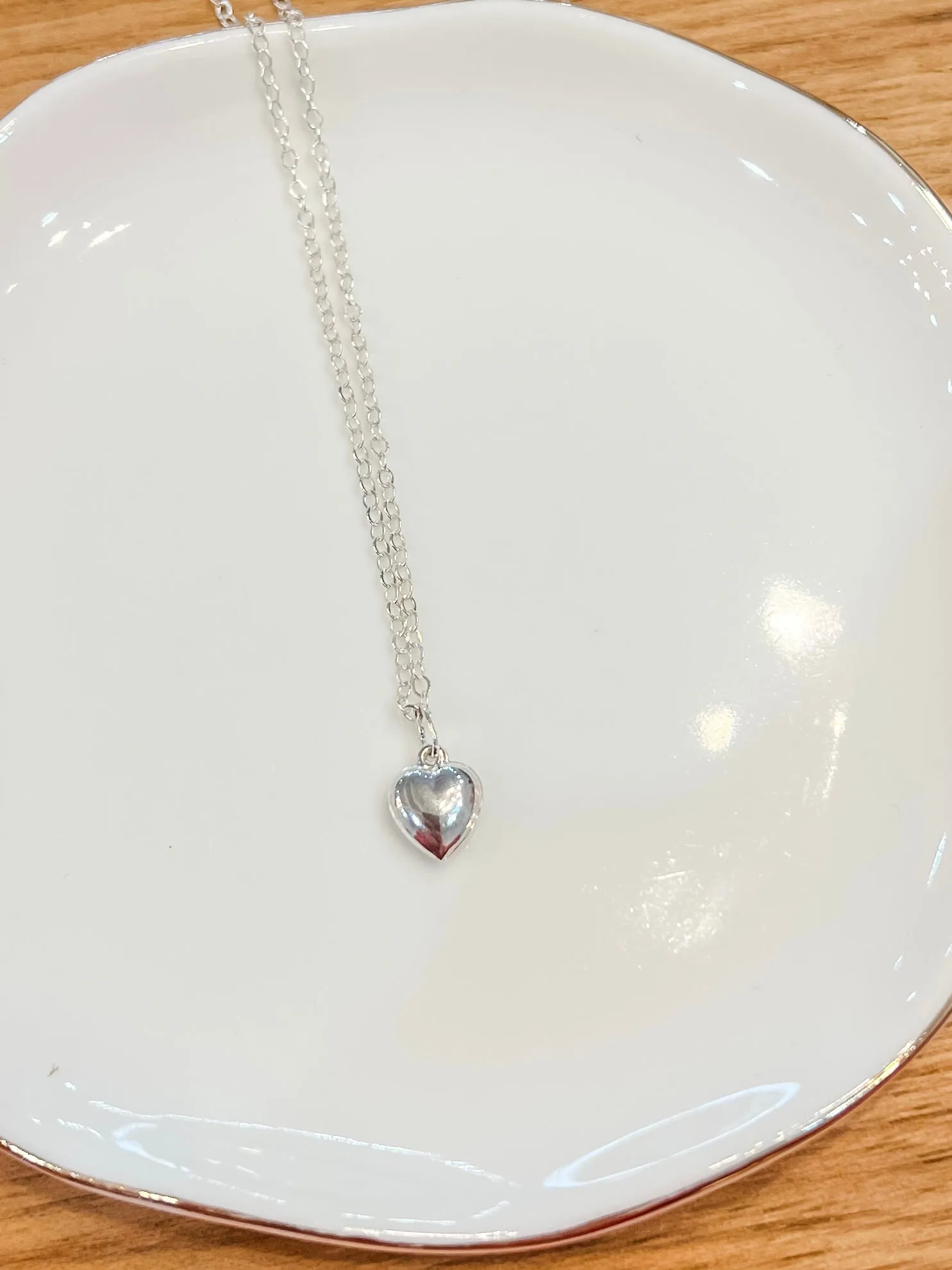 Sterling Filled Puffy Heart Necklace