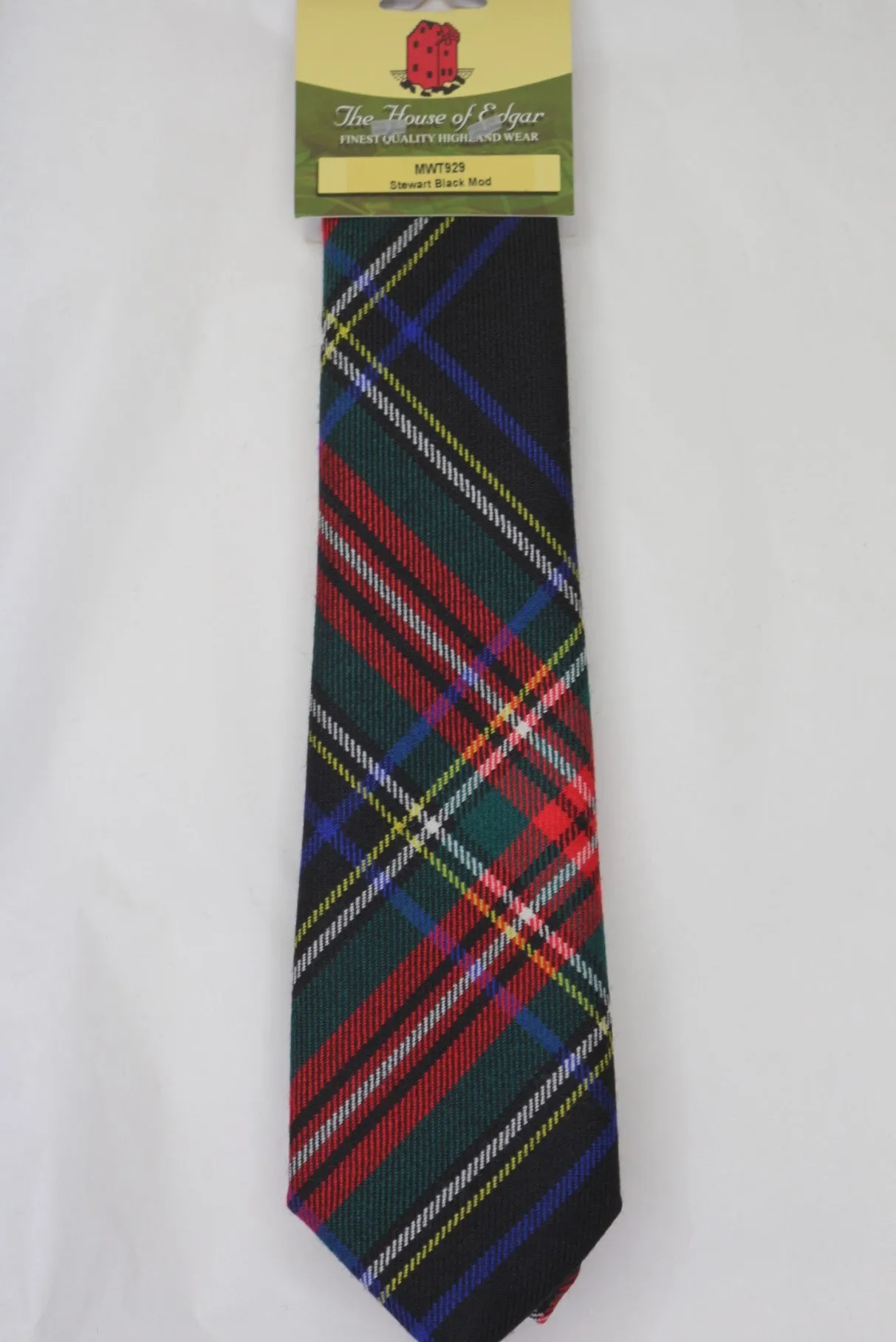 Stewart Black Tartan Tie - House of Edgar weavers