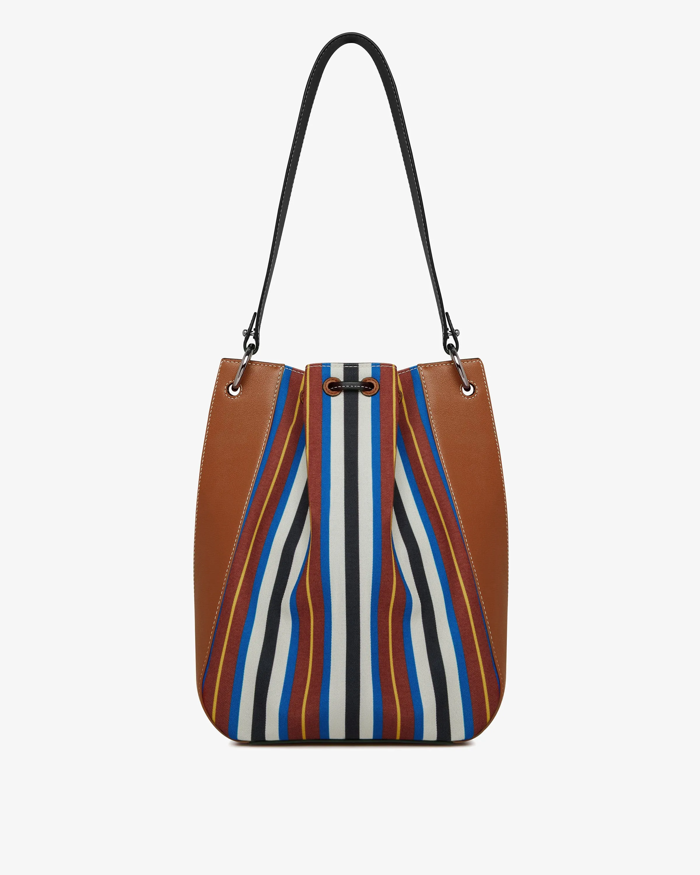 Strathberry x Collagerie Bollo Midi - Chestnut/Black/Blue Stripe