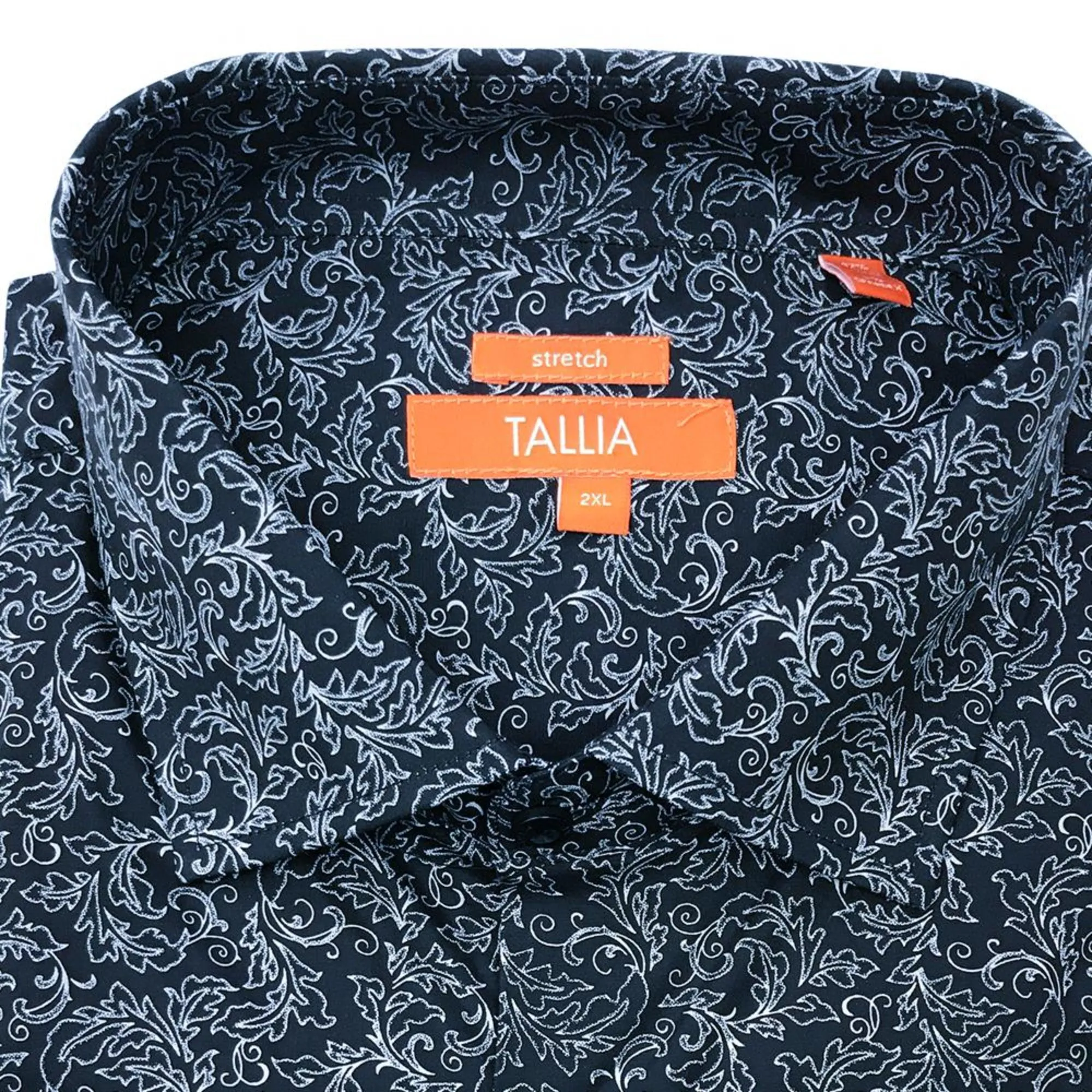 TALLIA MENS BIG AND TALL - MENS PAISLEY DRESS SHIRT - NAVY