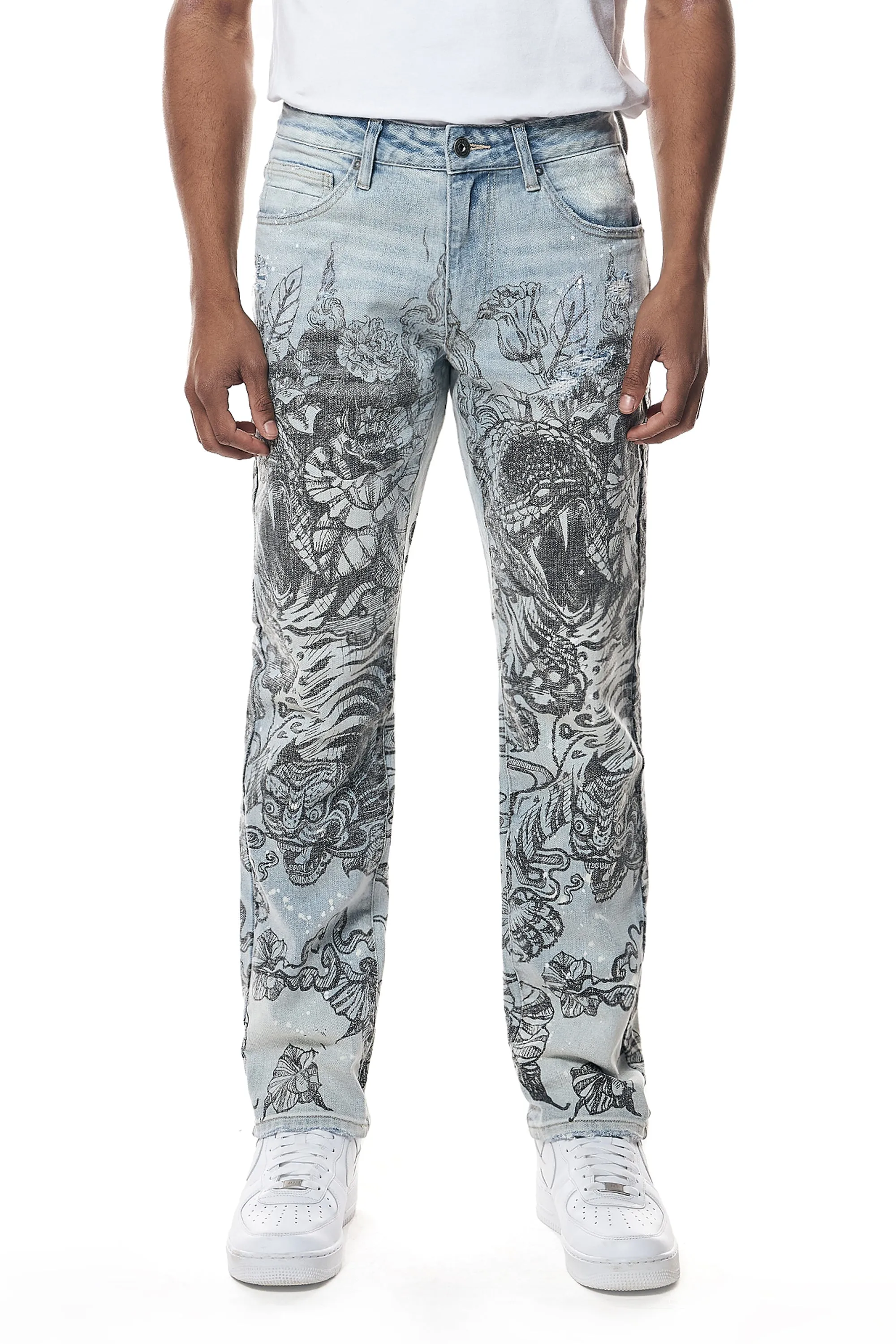 Tattoo Slim Fit Denim Jeans - Sherman Blue