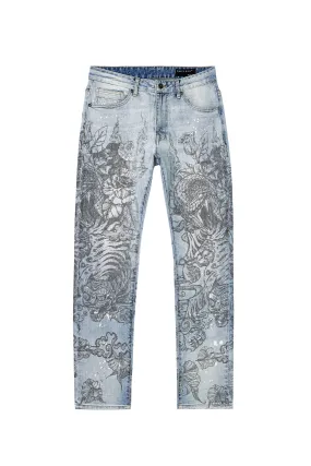 Tattoo Slim Fit Denim Jeans - Sherman Blue