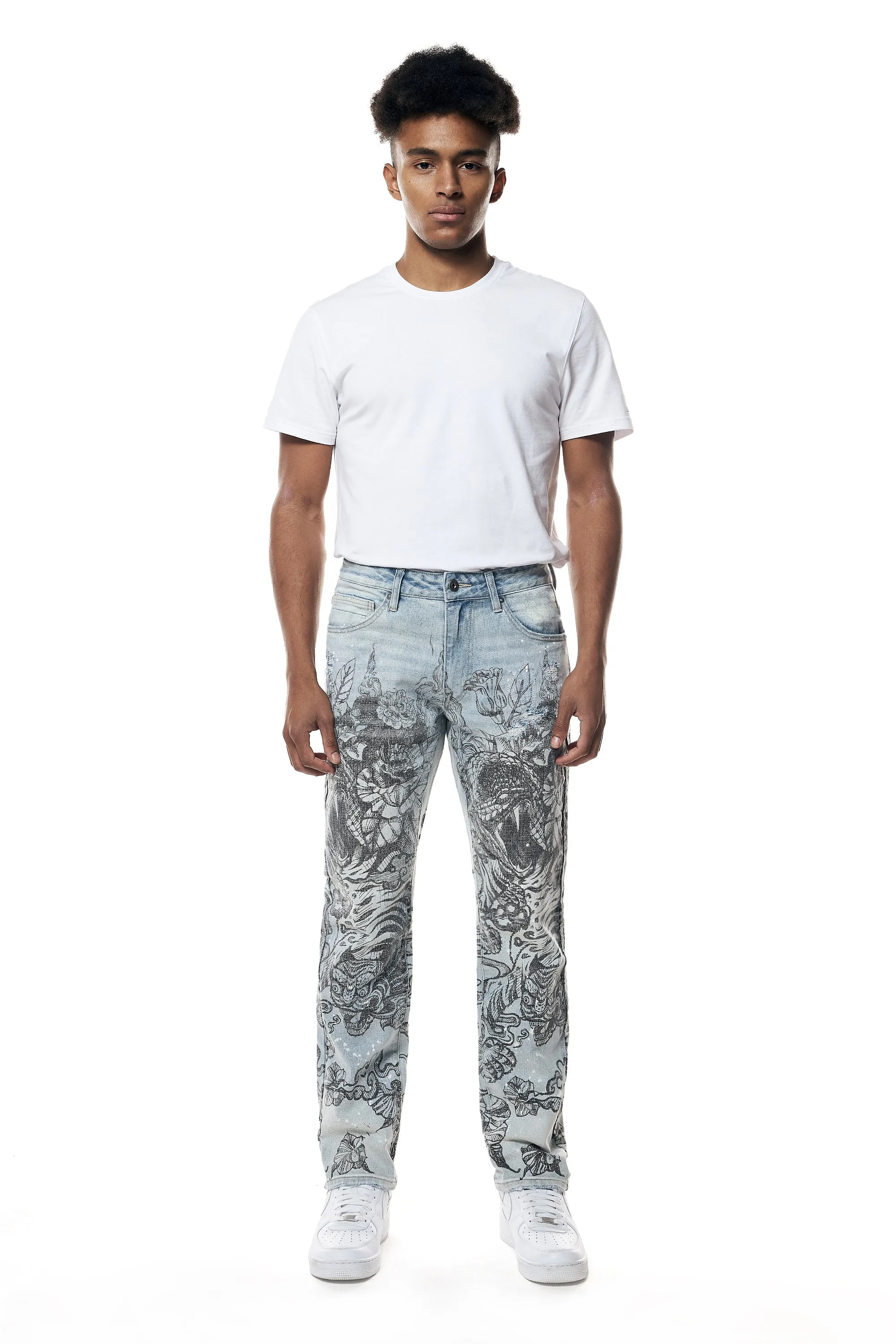 Tattoo Slim Fit Denim Jeans - Sherman Blue