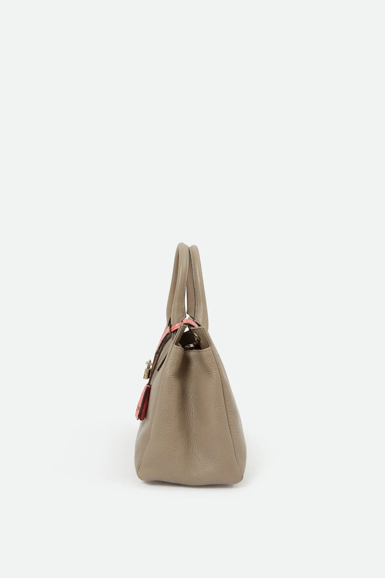 TAUPE AND PINK ACCENT CONVERTIBLE ITALIAN HANDBAG