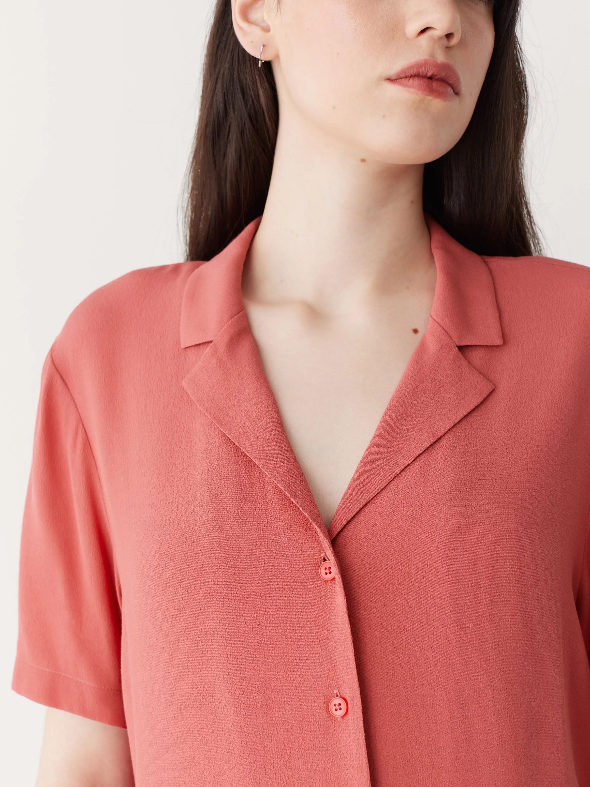 The Camp Collar Blouse in Hibiscus Red