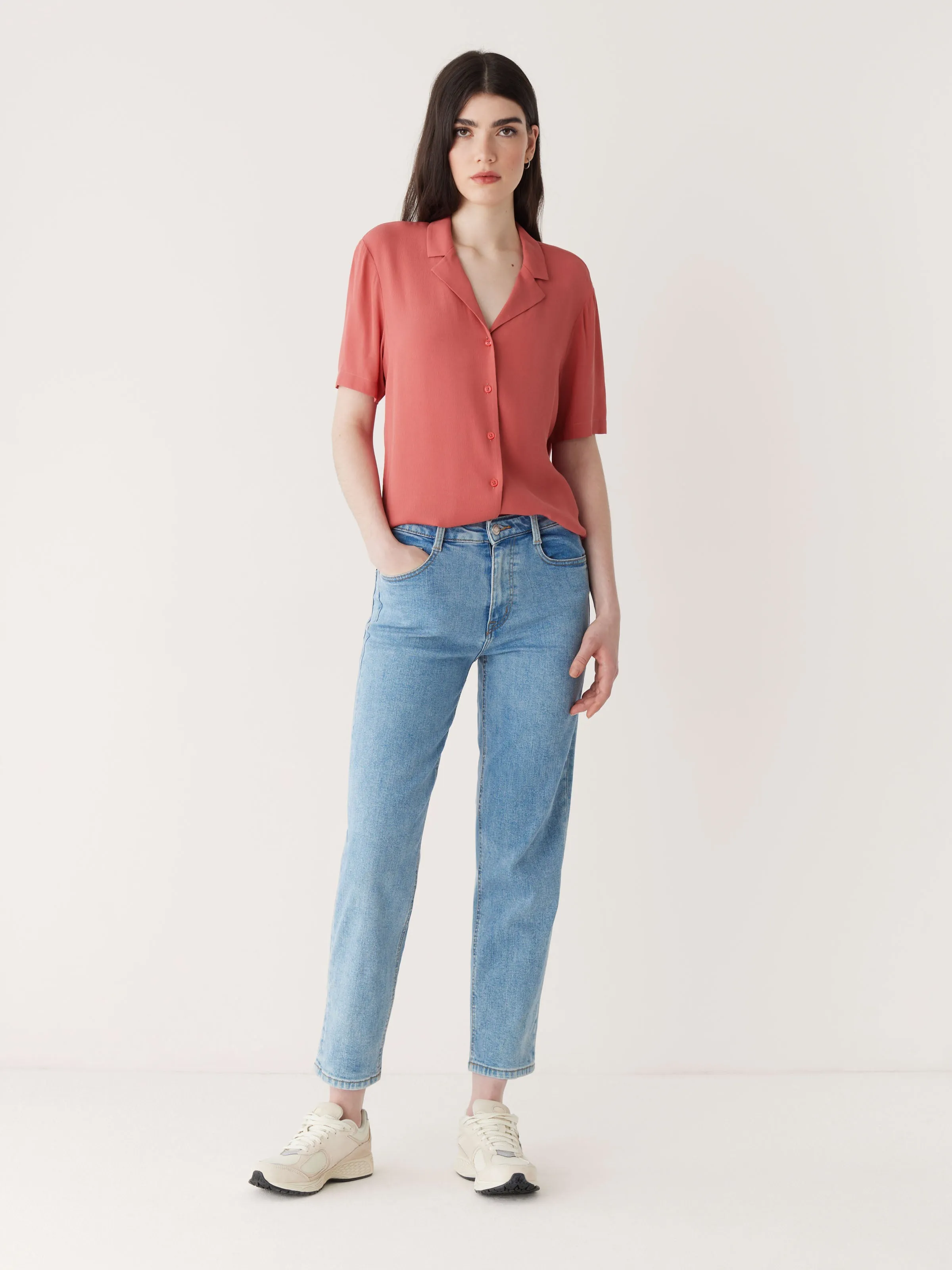 The Camp Collar Blouse in Hibiscus Red