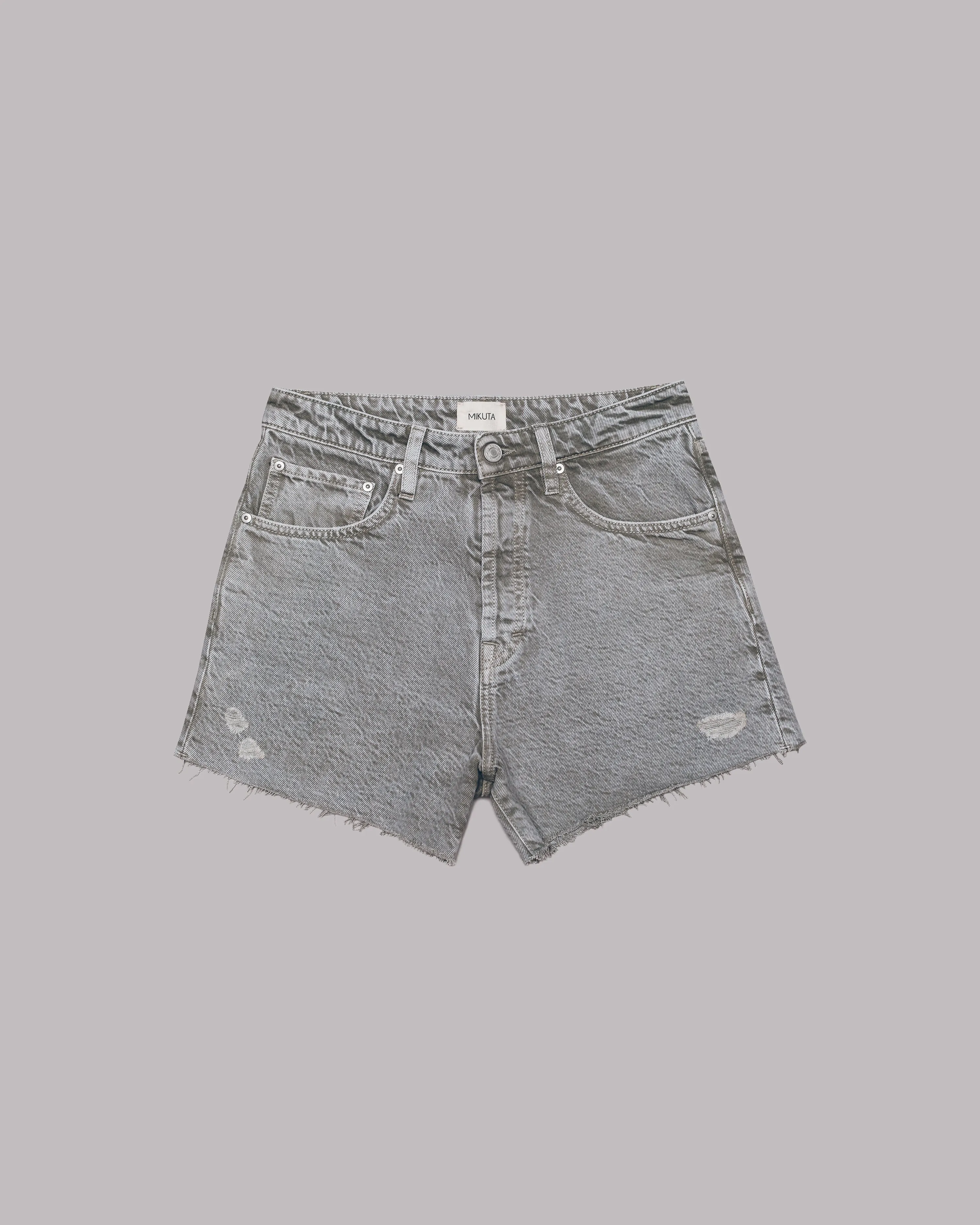 The Khaki Faded Denim Shorts