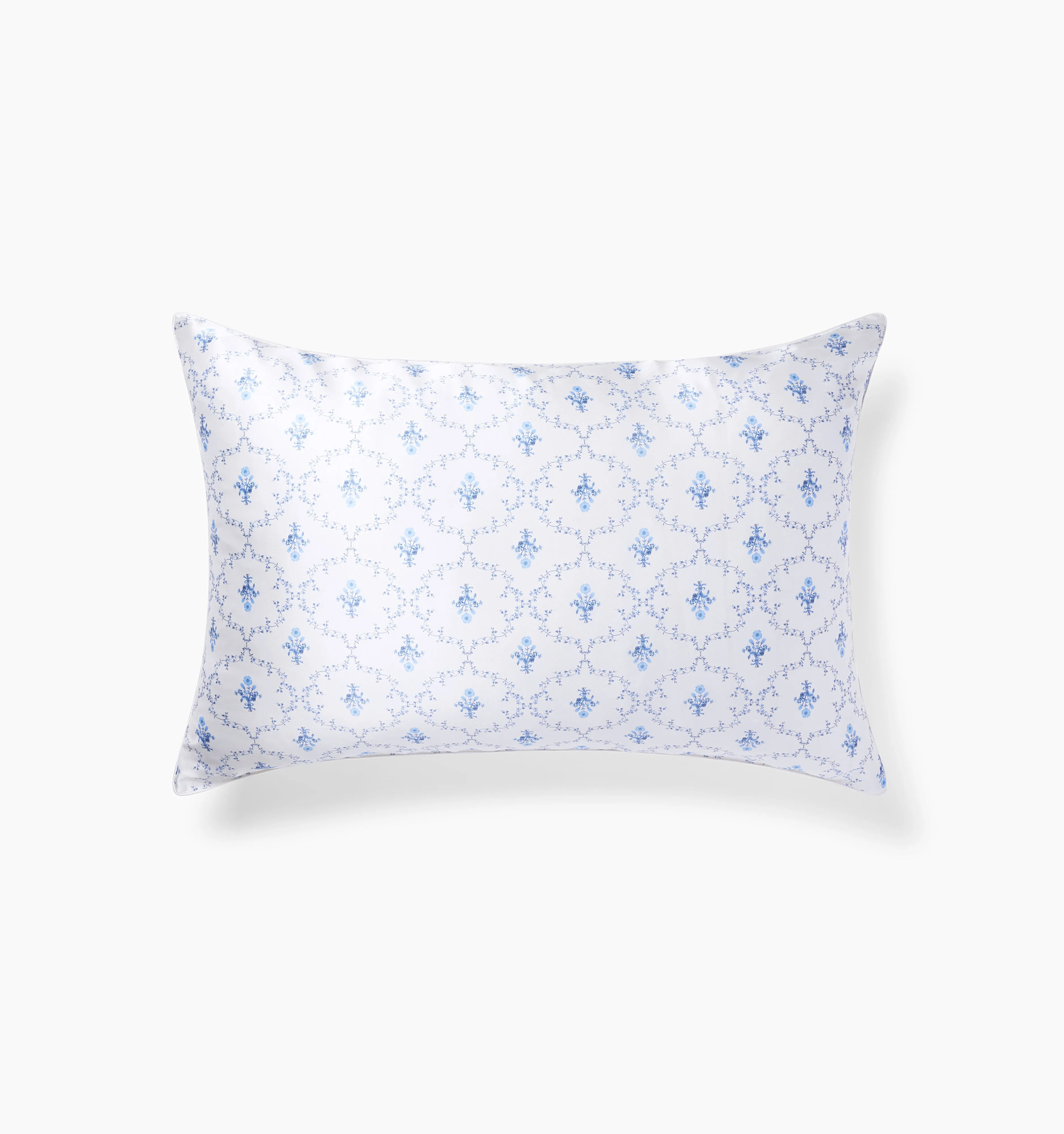 The Sisi Silk Pillowcase - Blue Trellis