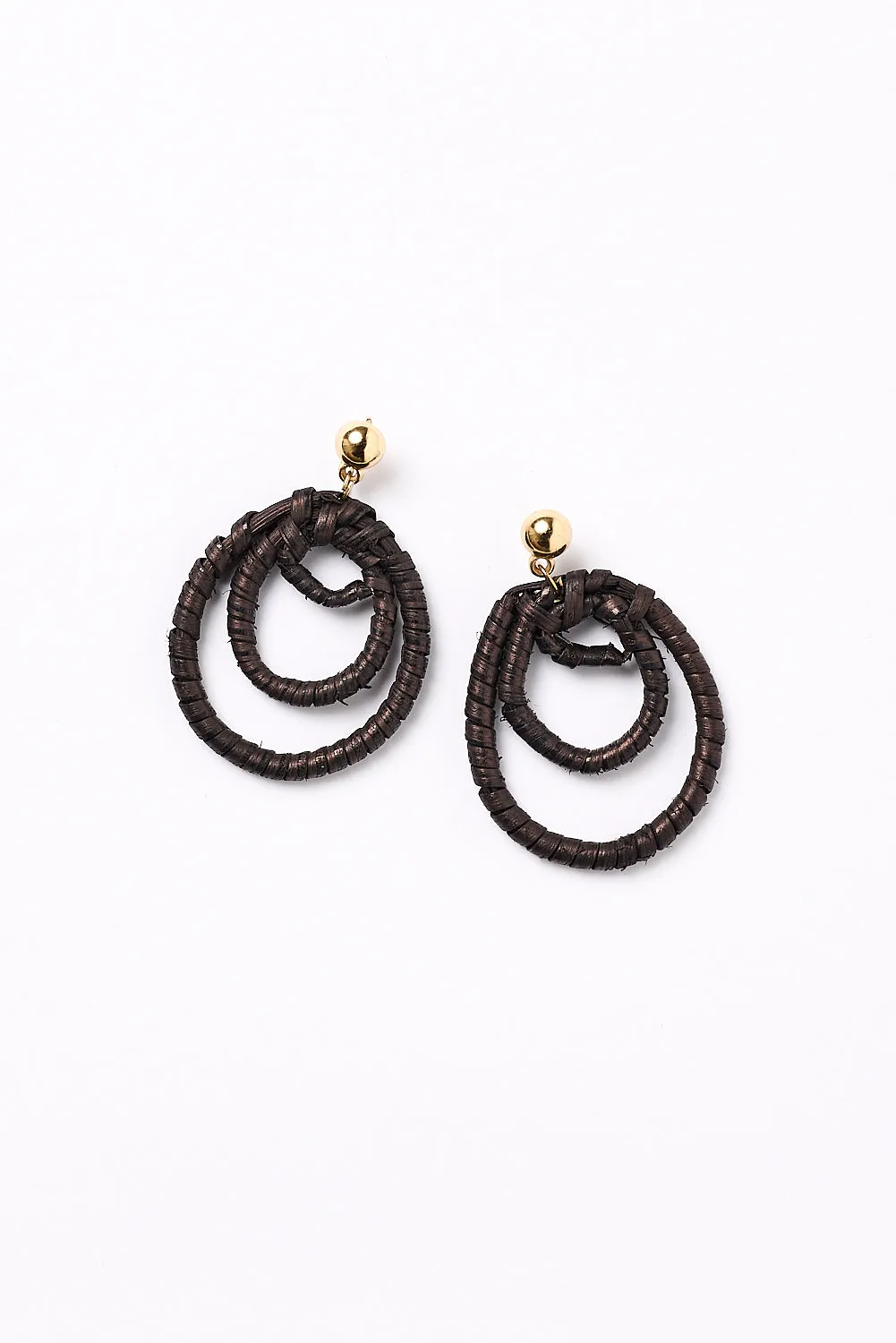 Three Hoop Drop Earrings in Coal