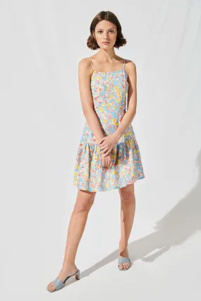 Tiered Cami Mini Dress in Blue Daisy