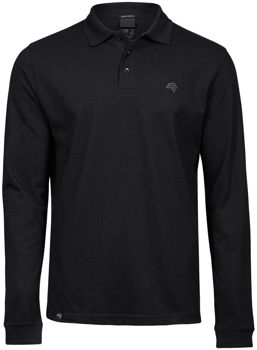 TJS 1406 ― Luxury Longsleeve Stretch Polo Shirt - Schwarz