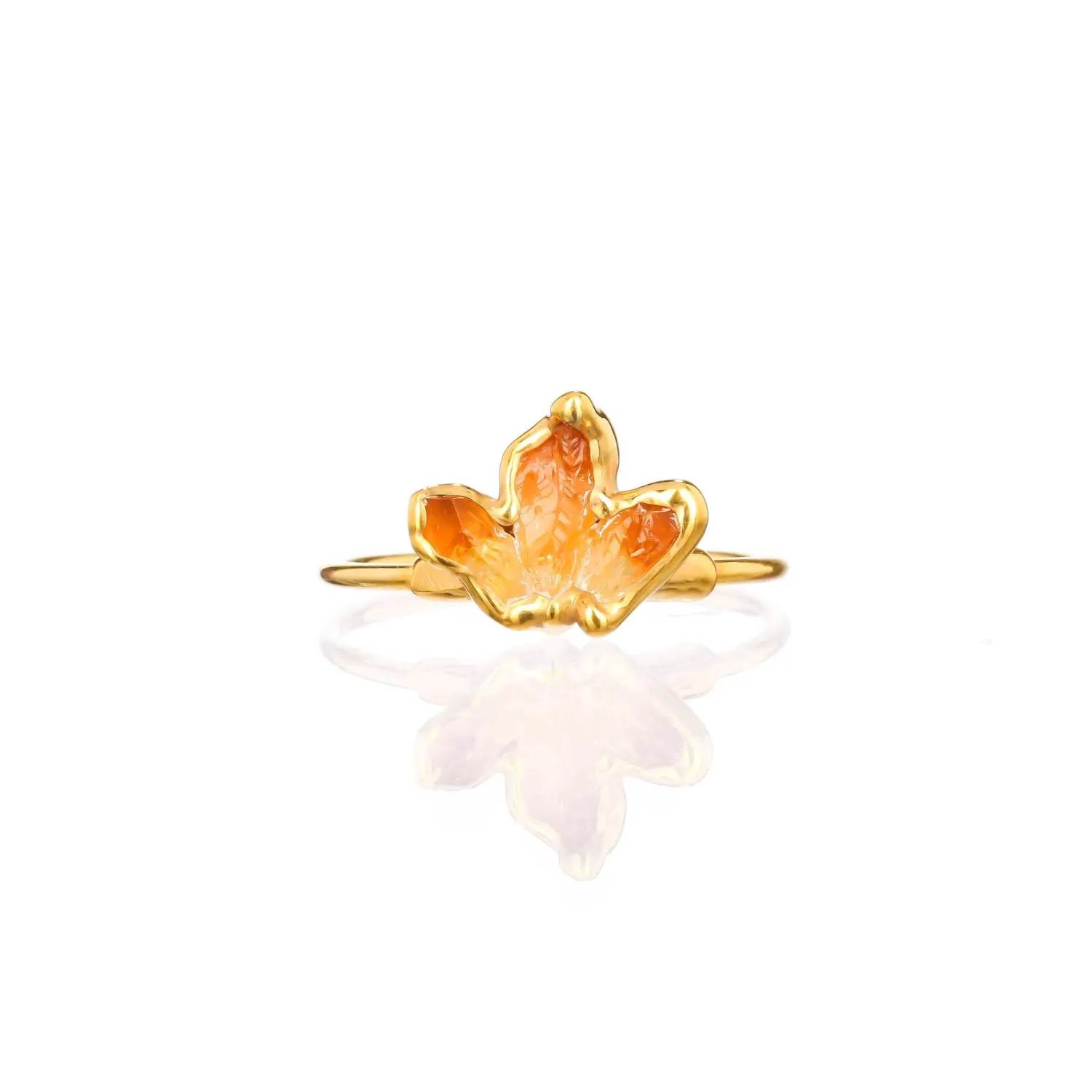 Triple Raw Citrine Fan Ring, Gold Ring, Citrine Ring,