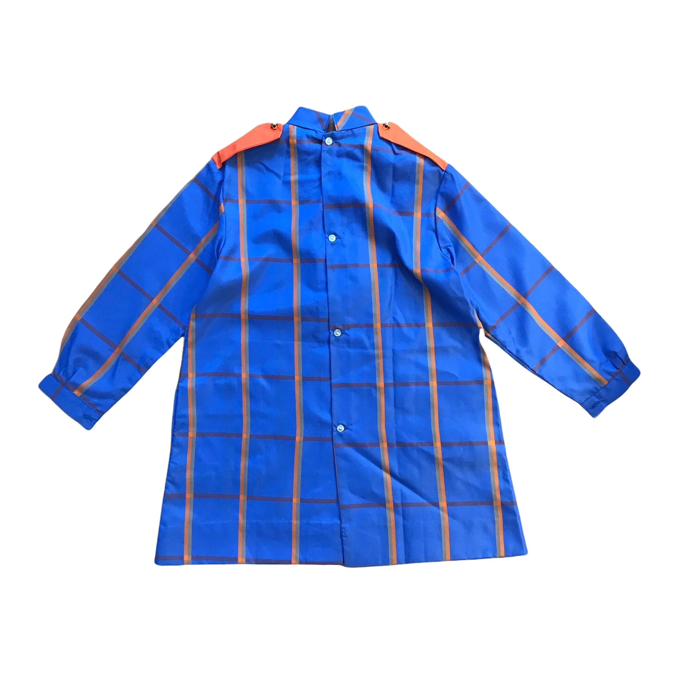 Vintage 1960's Blue / Orange Check  Nylon Dress / Blouse  / 6-8Y