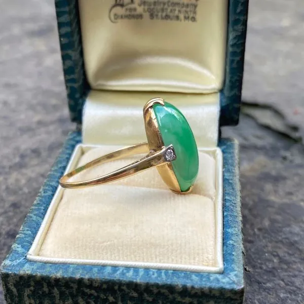 Vintage Jade & Diamond Ring