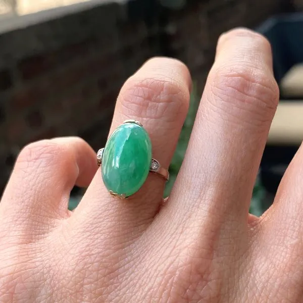 Vintage Jade & Diamond Ring