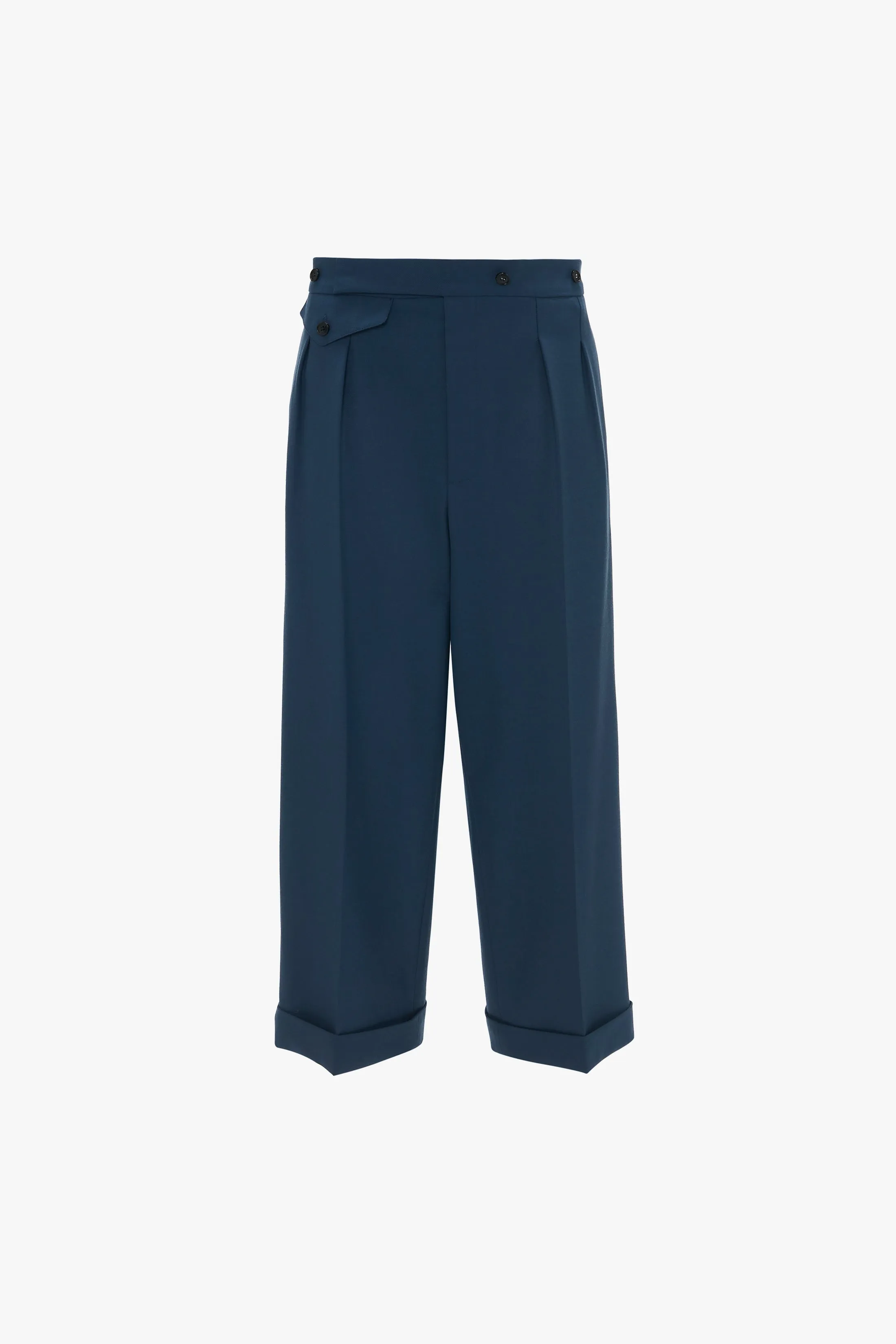 Wide Leg Cropped Trouser In Heritage Blue