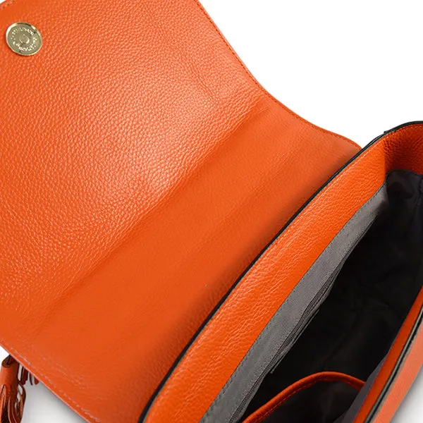 YAMBA - Addison Road  - Orange Pebbled Leather Structured Bag