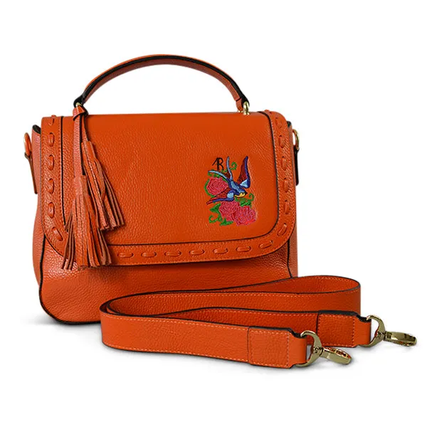 YAMBA - Addison Road  - Orange Pebbled Leather Structured Bag