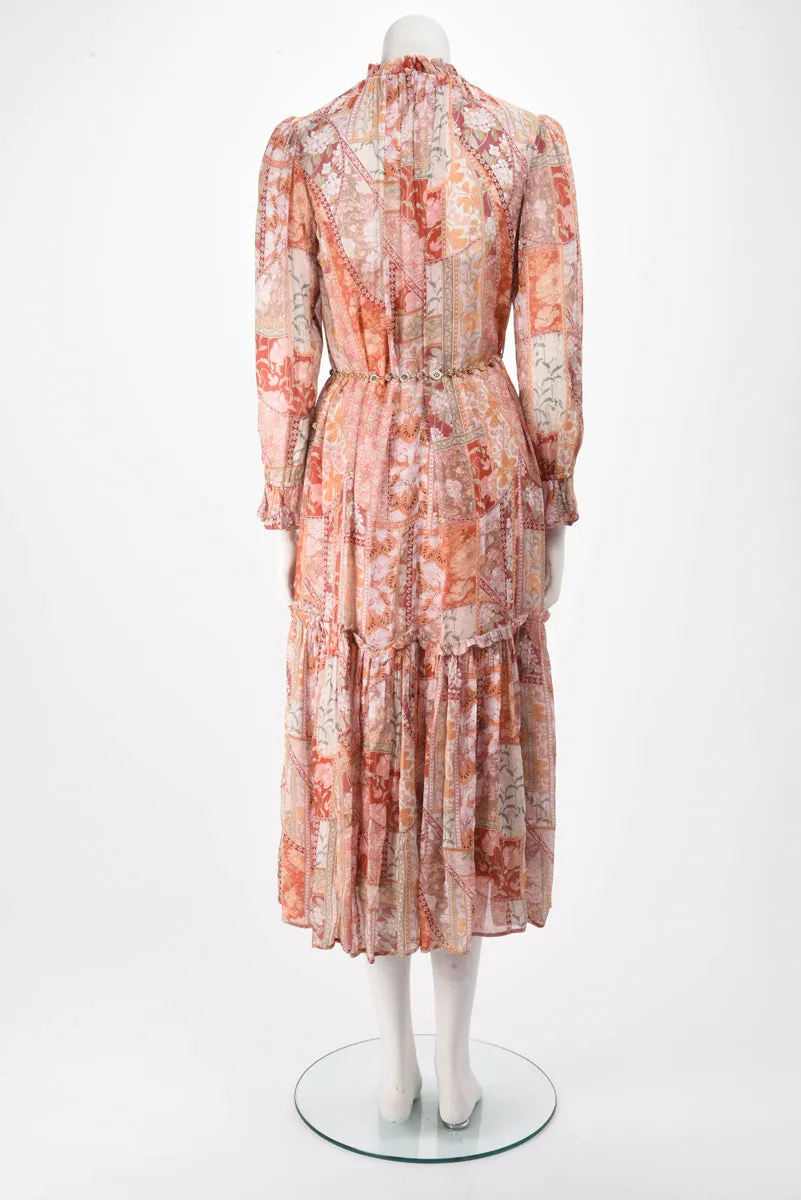 Zimmermann Red Floral Kaleidoscope Tubular Midi Dress 0